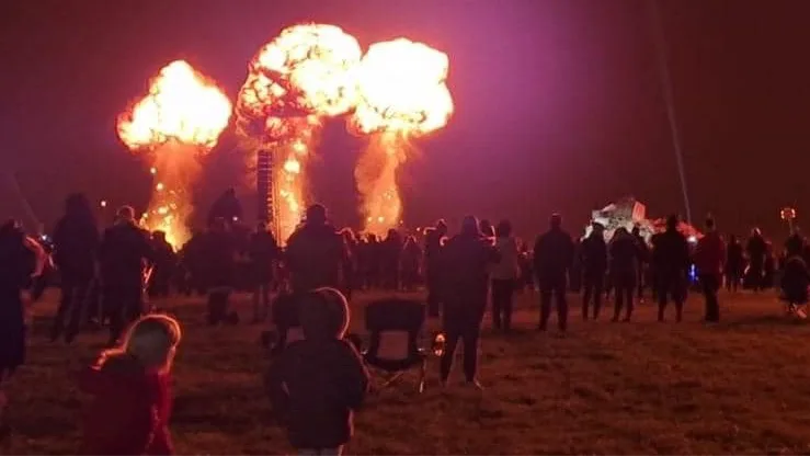 Fireworks and crowd at Ardingly Fireworks Spectacular