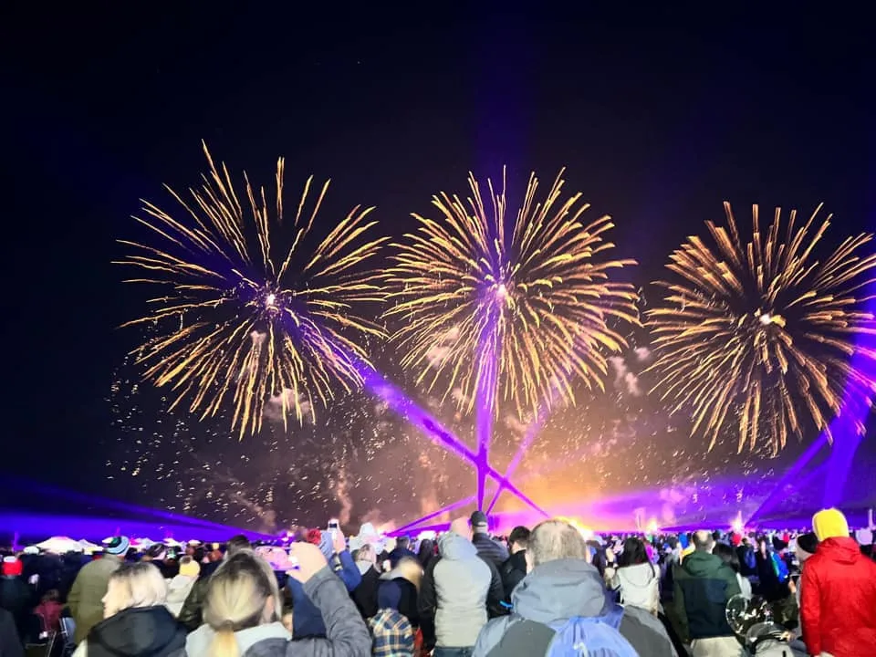 Colourful fireworks over the showground