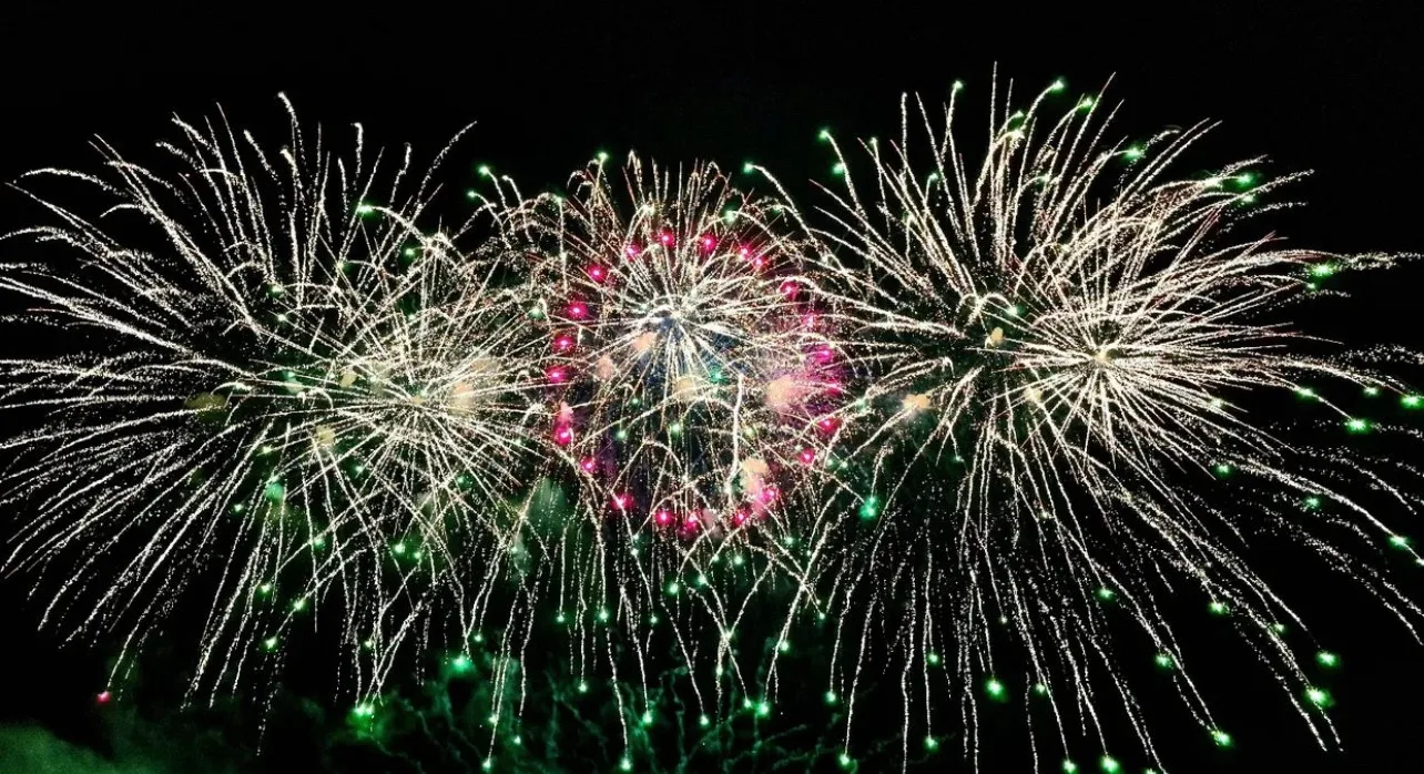 Fireworks burst over the showground