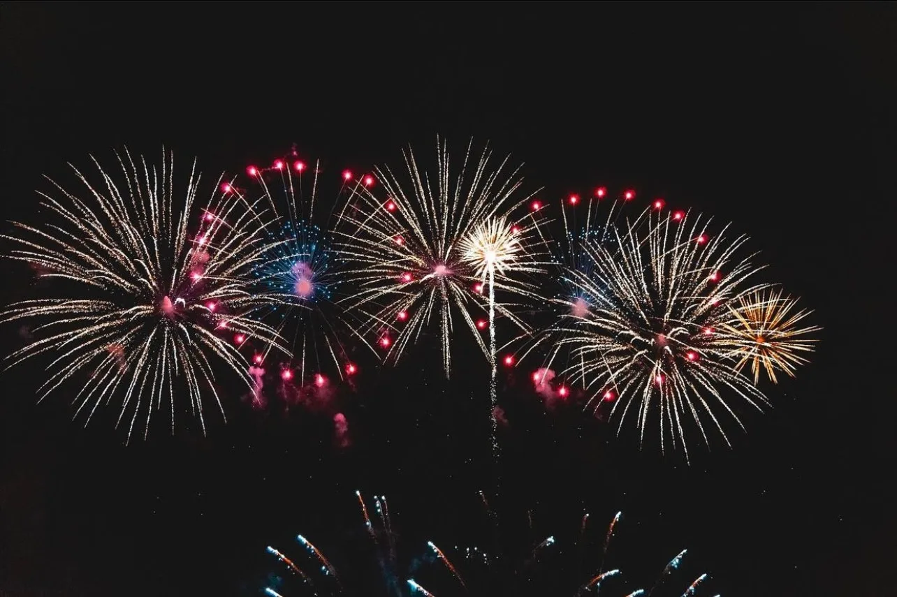 Golden sparks during the display
